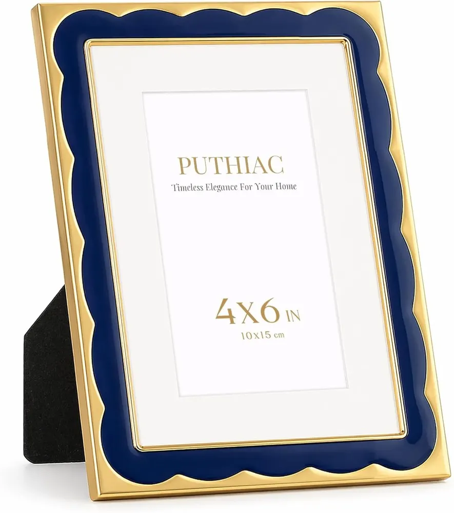 puthiac Scalloped Enamel Picture Frame, Midnight Navy