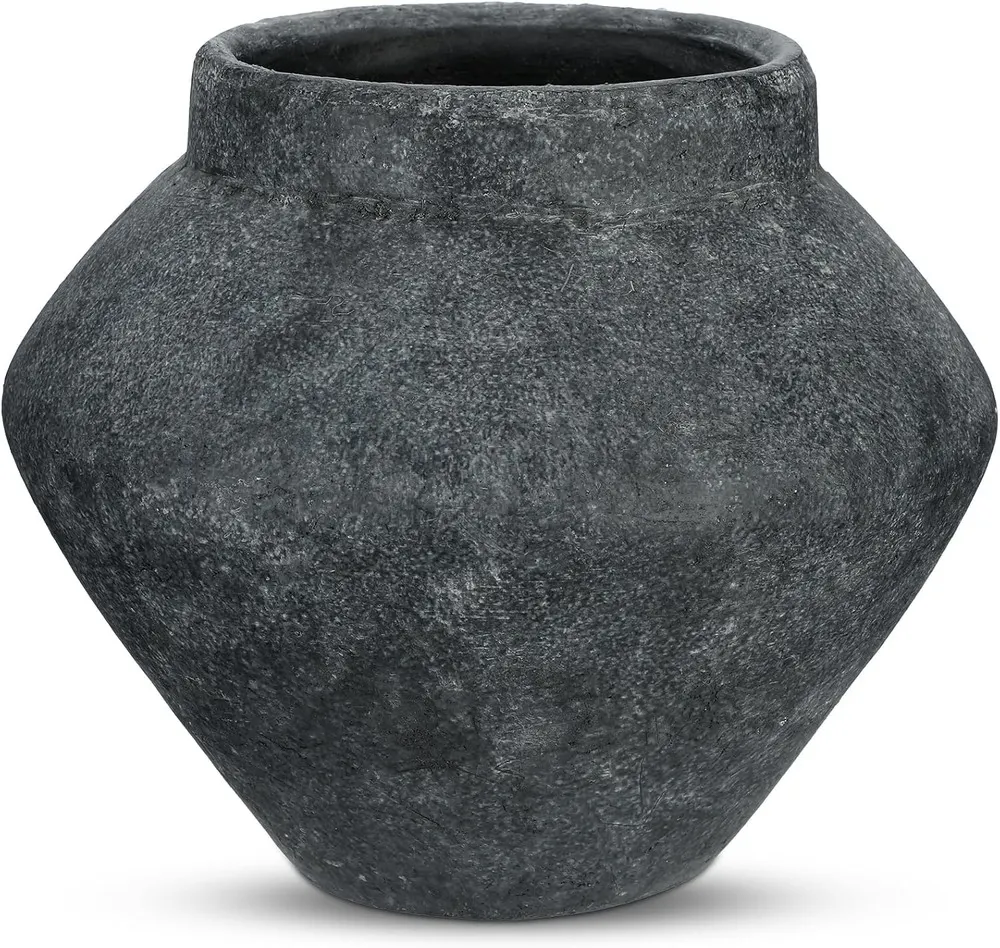 Briful Large Rustic Ceramic Vase, Wide-Belly