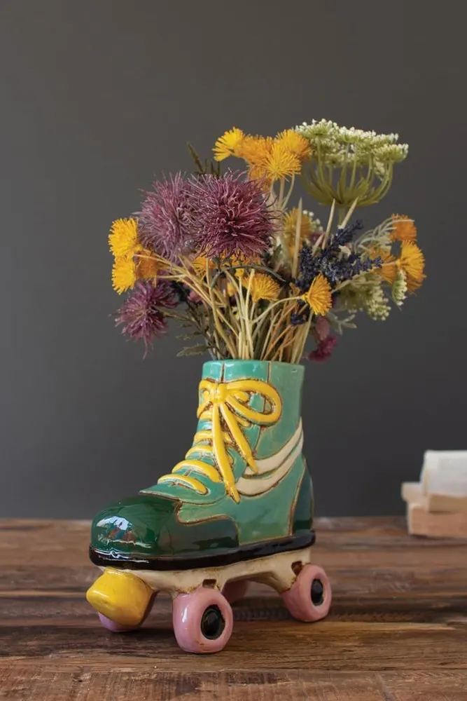 Kalalou Ceramic Roller Skate Planter