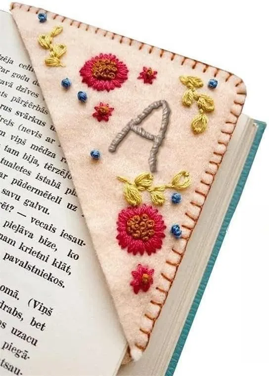 Personalized Hand-Embroidered Corner Bookmark