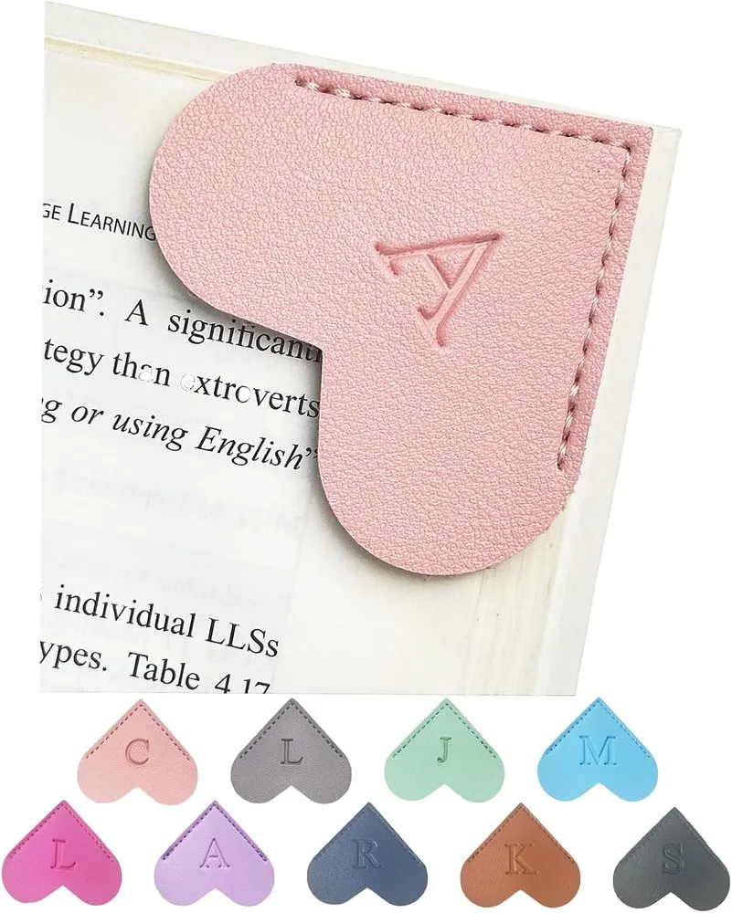MOTEERLLU Personalized Leather Heart Bookmark