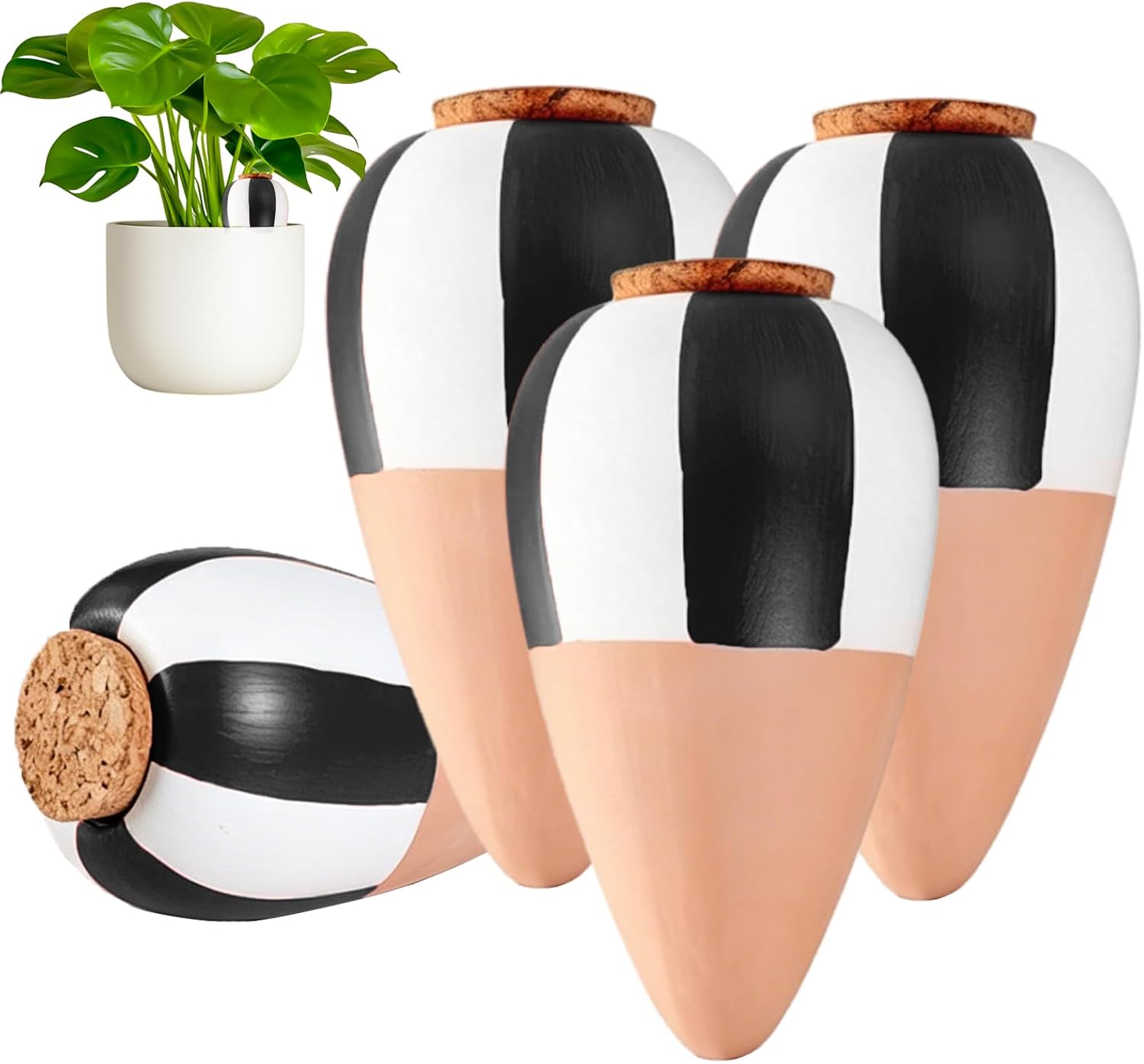 BrilliantDay 4-Pack Terracotta Watering Spikes (Black+Brown)