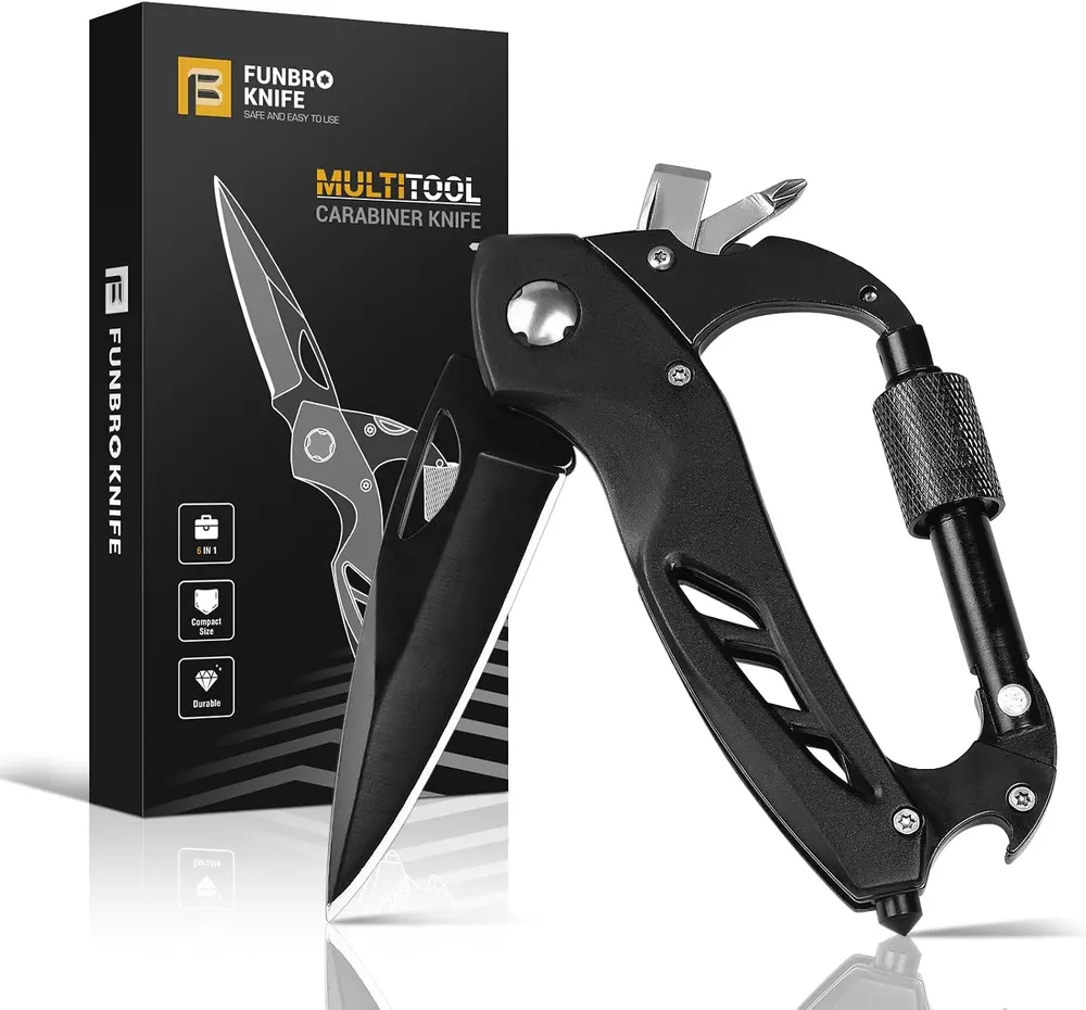 FUNBRO Multitool Carabiner with Pocket Knife
