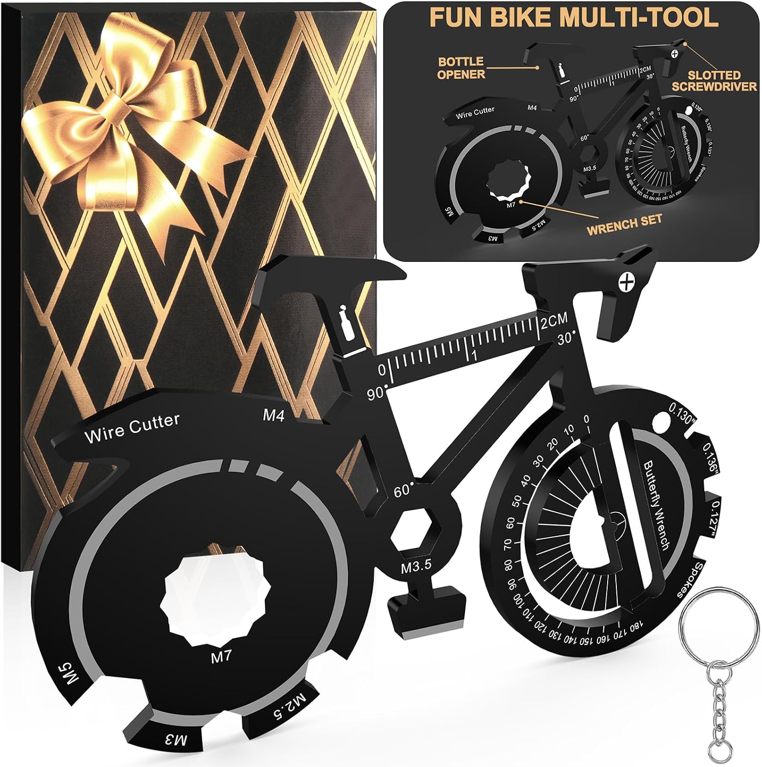 Cycling Gifts for Men - Bike Keychain EDC Multi Tool 20 in 1