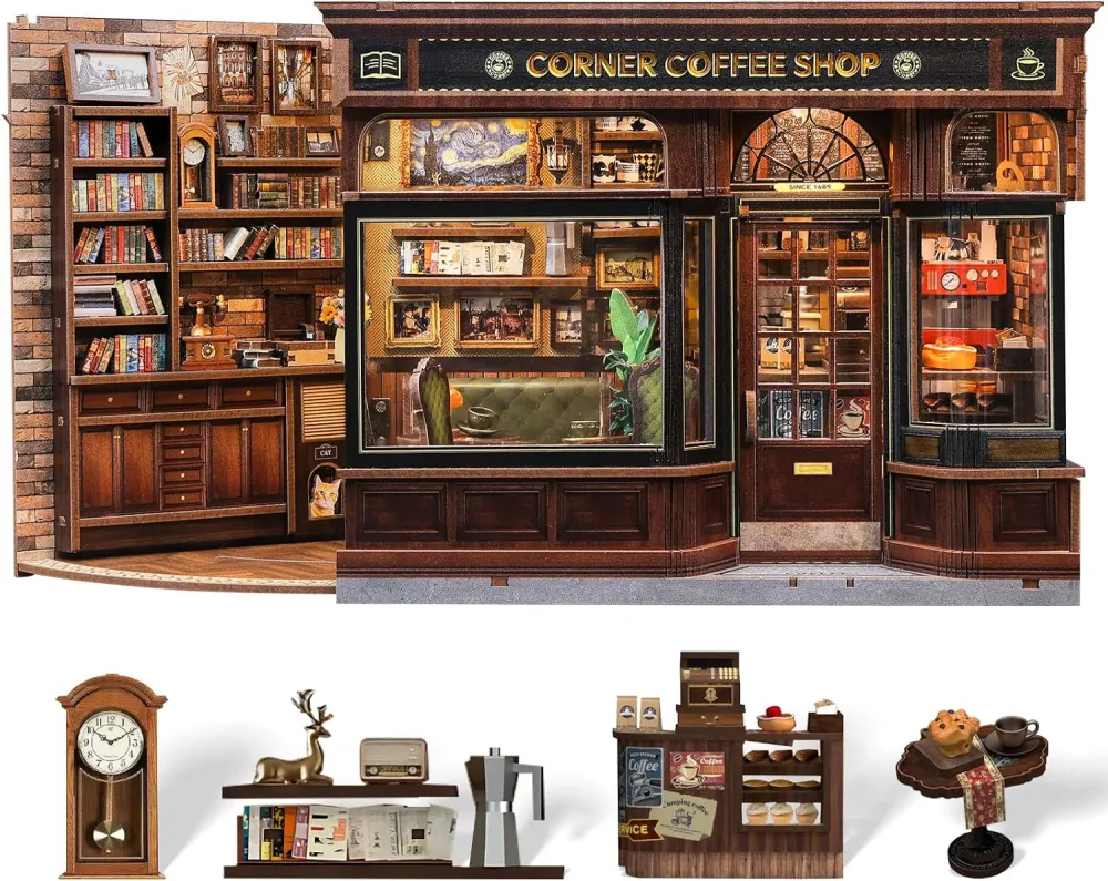 CUTEBEE Book Nook Kit - Corner Coffee Shop