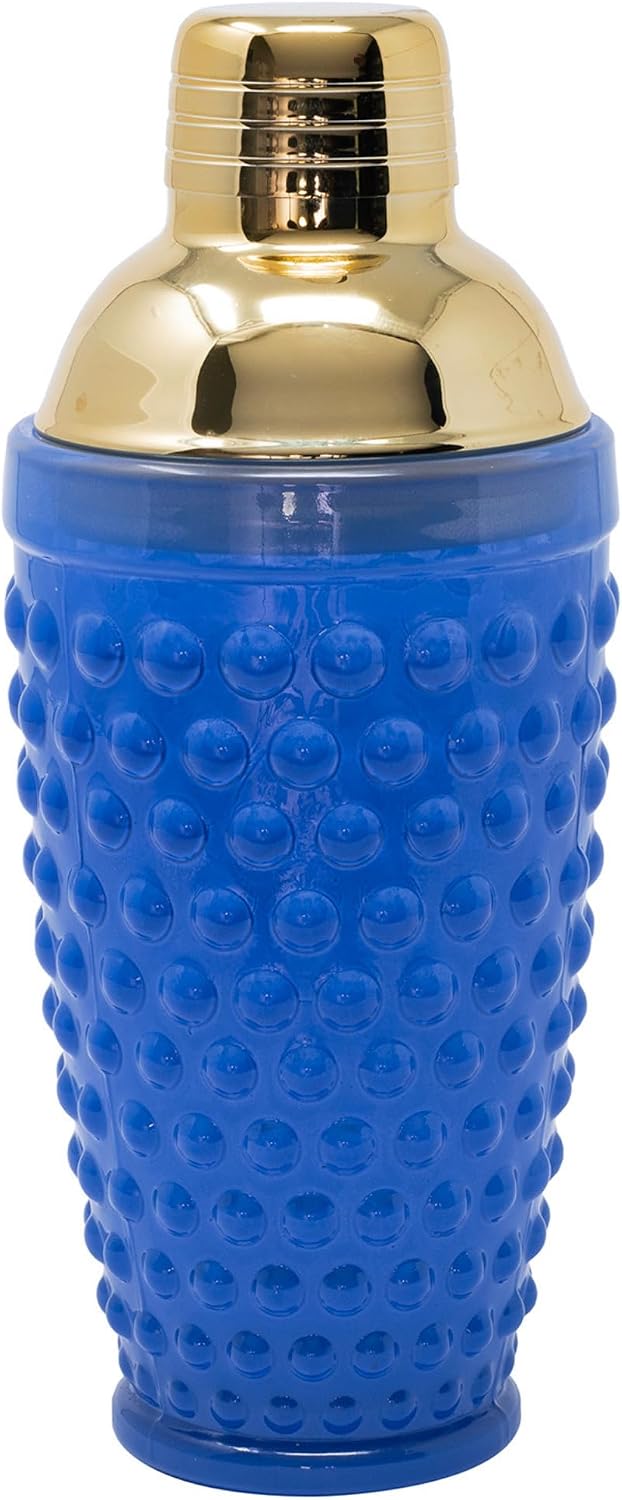 Lilly Pulitzer Hobnail Glass Cocktail Shaker, Blue Stream