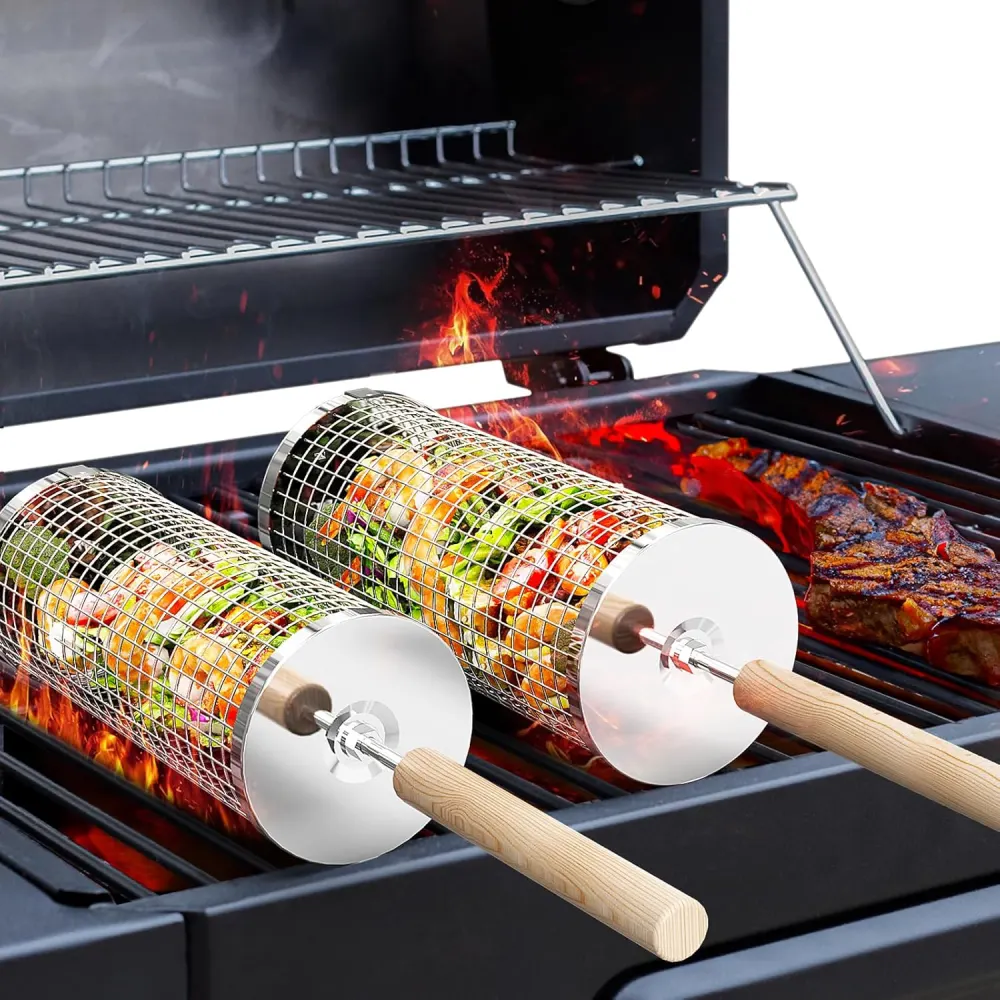ivtivfu Rolling Grill Basket