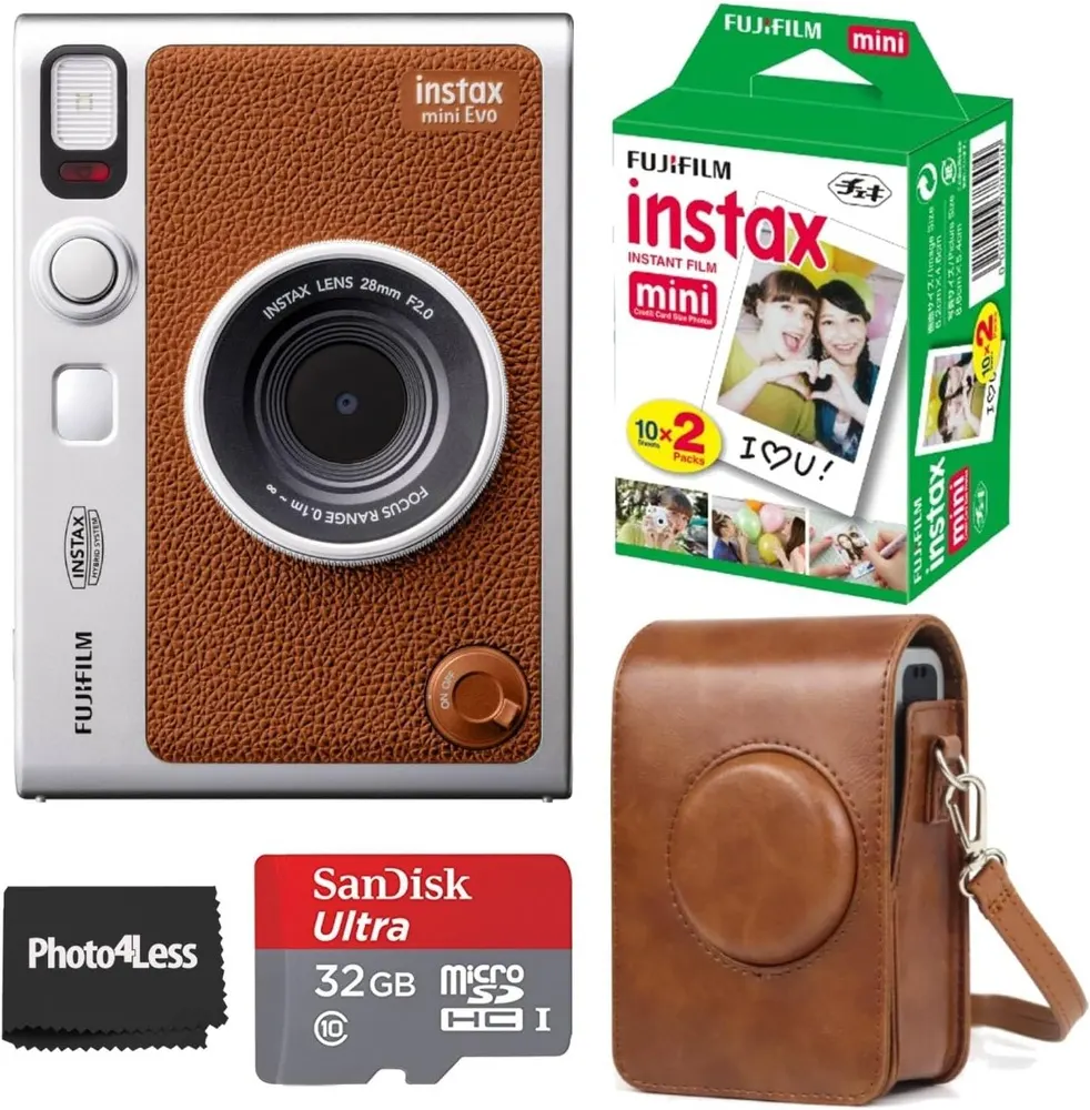 Fujifilm Instax Mini EVO Hybrid Instant Camera Bundle (Brown)