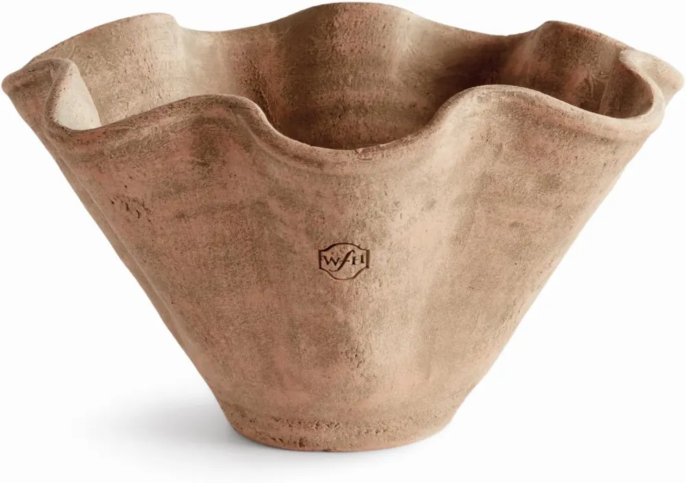 Terracotta Wave Design Planter, 12-Inch