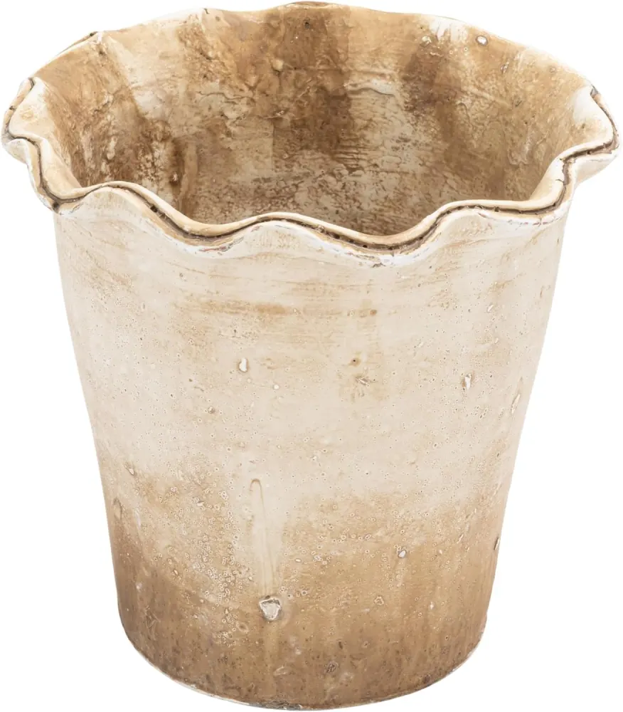 Ruffled Edge Terracotta Planter, Distressed Finish