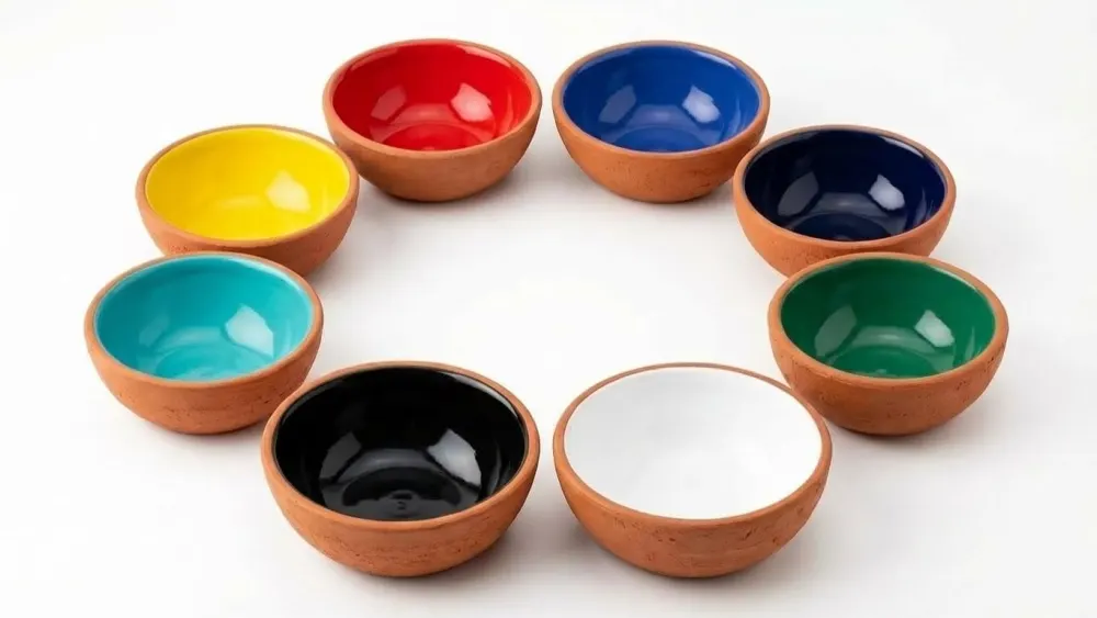 Colorful Terracotta Pinch Bowls, Set of 8