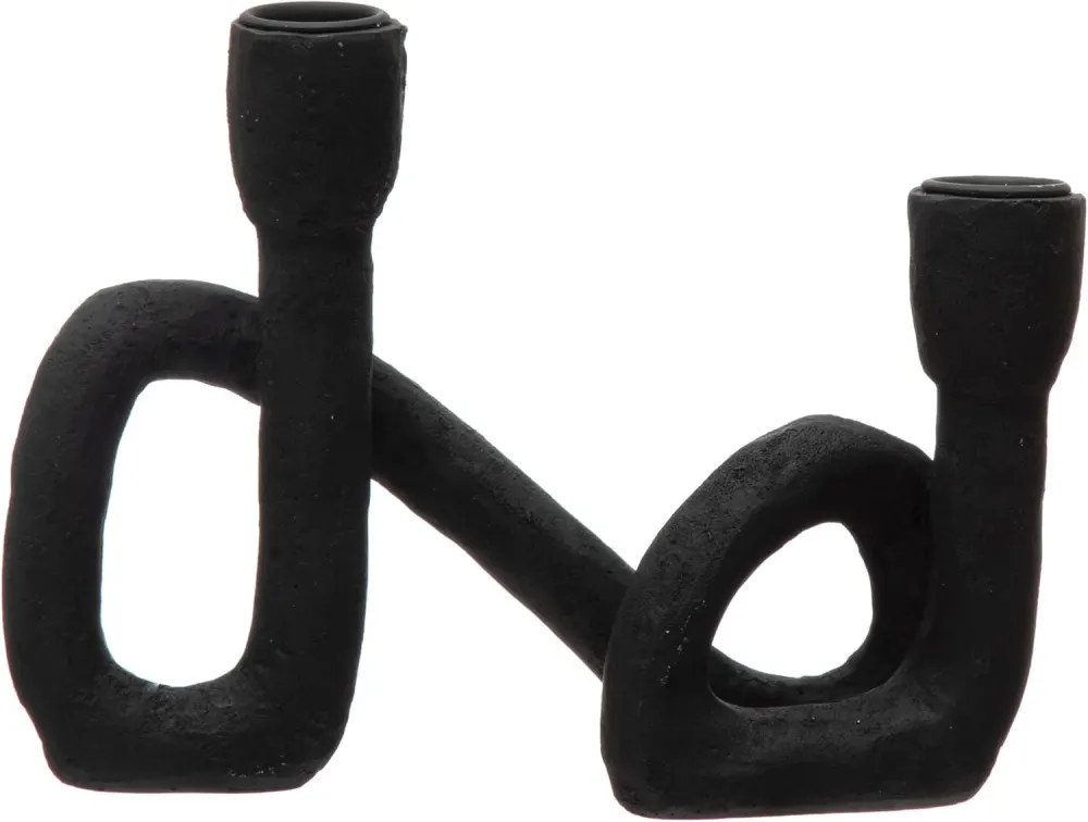 Double Taper Candle Holder, Black Resin