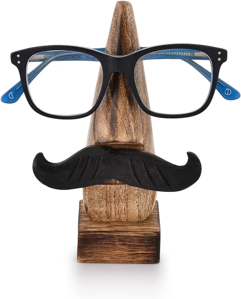 Nose-Shaped Wooden Eyeglass Holder