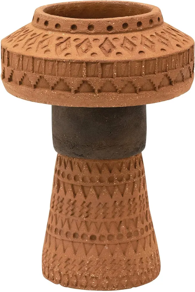 Debossed Terra-Cotta Vase, Bowl-Top