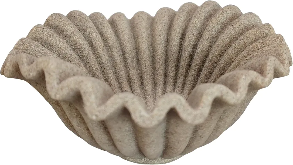 Scalloped Stone Fan Bowl, Small