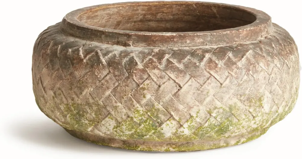 Weathered Basketweave Terracotta Bowl