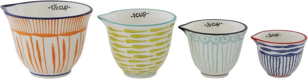 Hand-Painted Stoneware Measuring Cups, Set of 4