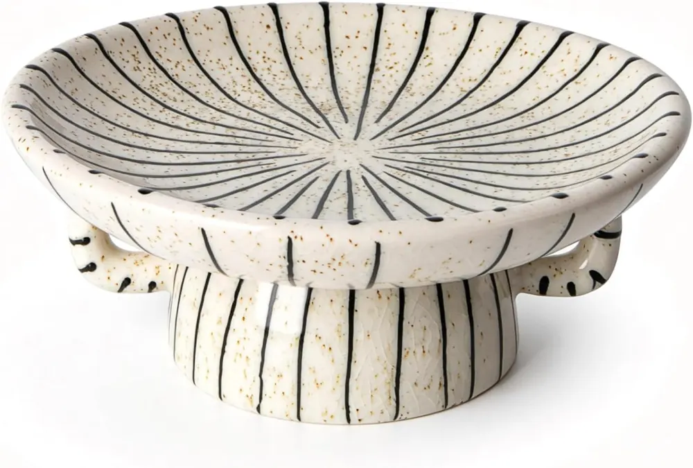 Hand-Painted Pedestal Compote Bowl