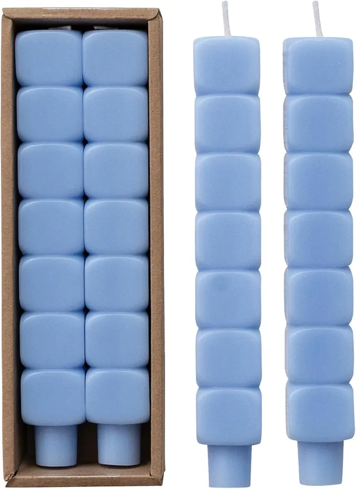 Stacked Blocks Taper Candles, Set of 2