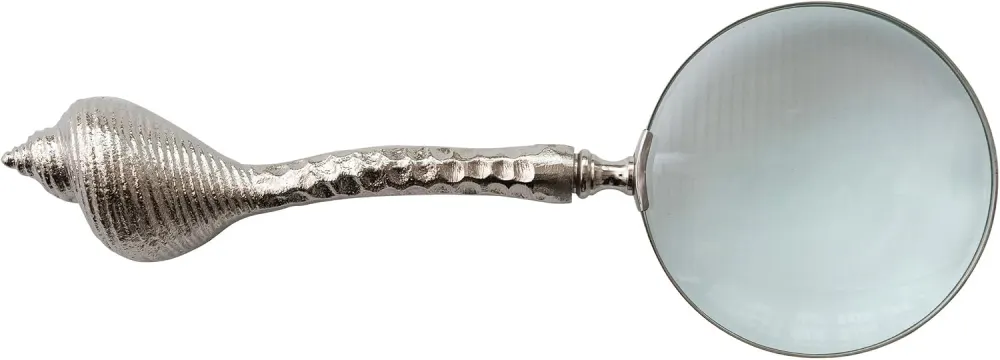 Cast Aluminum Magnifying Glass, Shell Handle