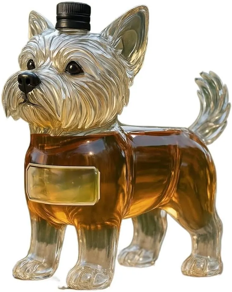 Yorkshire Terrier-Shaped Glass Decanter