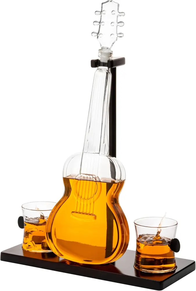 Guitar-Shaped Whiskey Decanter Set