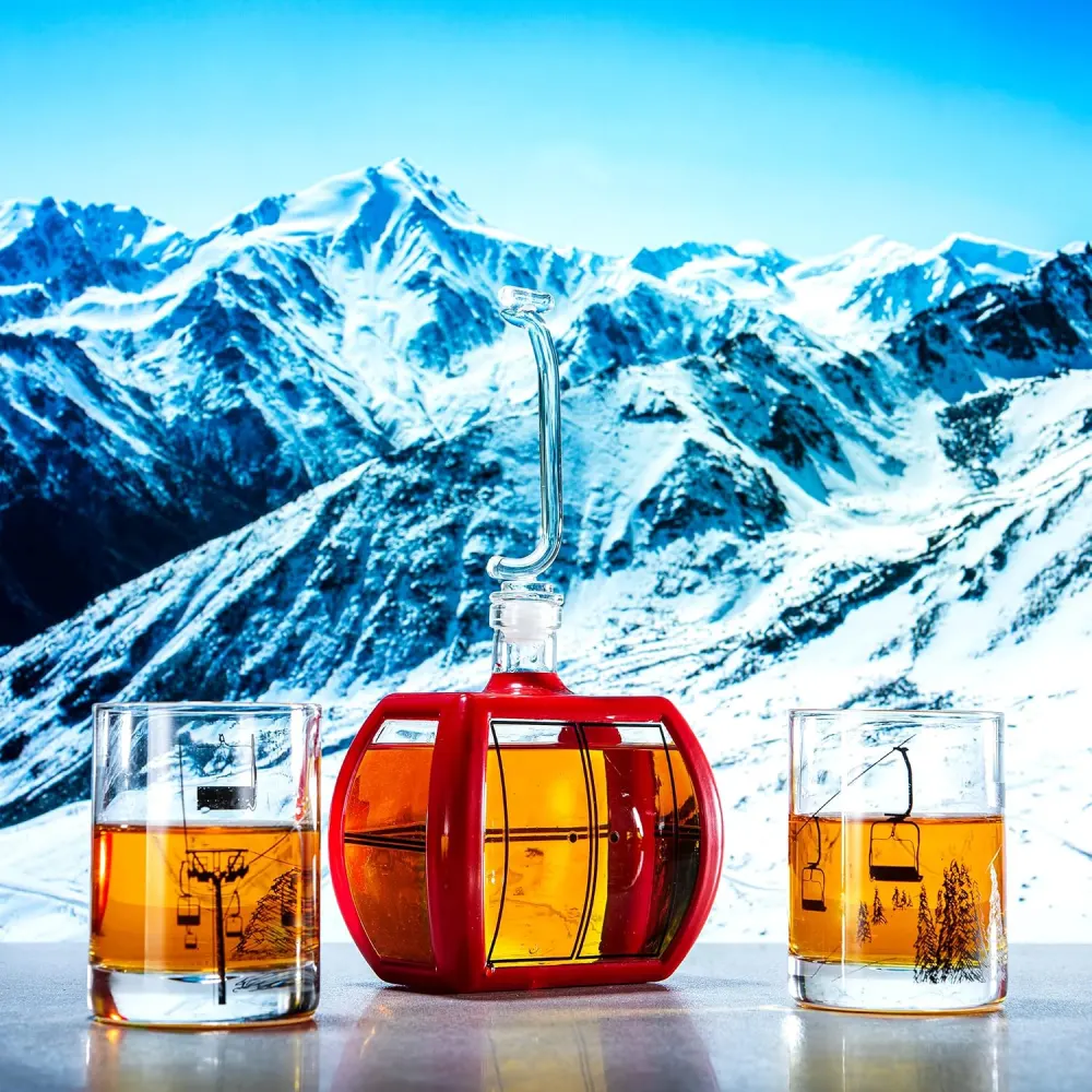 Ski Gondola Decanter & Glasses Set