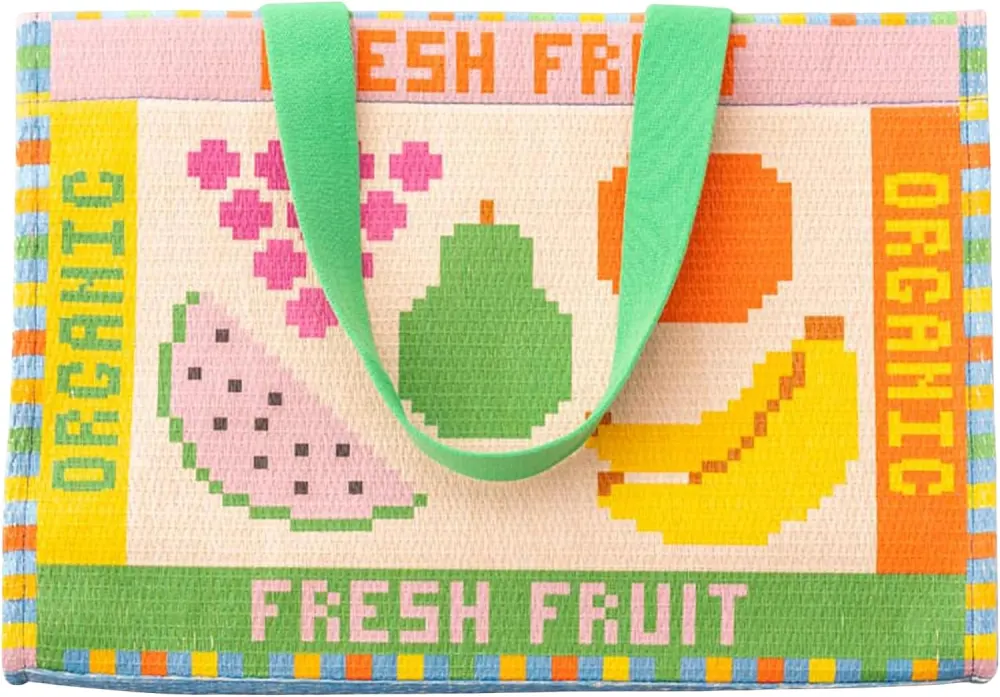 ban.do Rattan Market Bag, Fruit Tiles