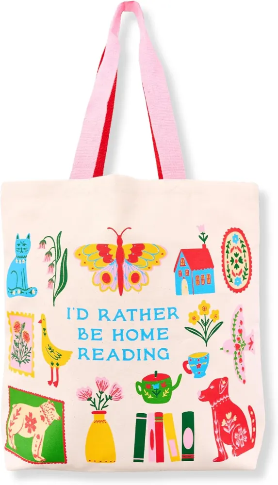 ban.do Canvas Tote Bag, "I'd Rather Be Home Reading"