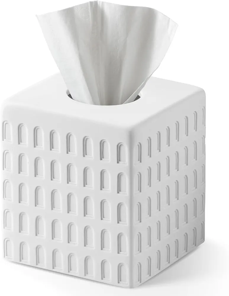 Colosseum Marble-White Tissue Box Cover