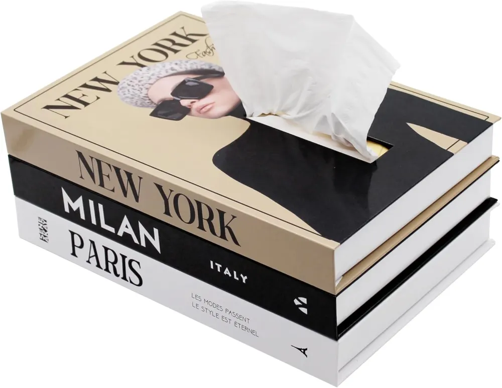 Senea Kay Faux Book Tissue Box Cover