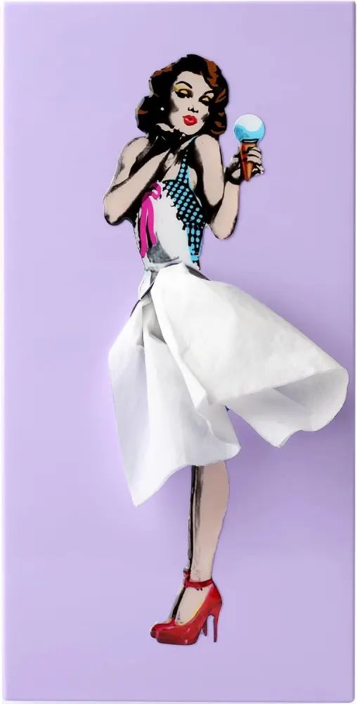 Flying Skirt Tissue Box, Metal Base (Purple)