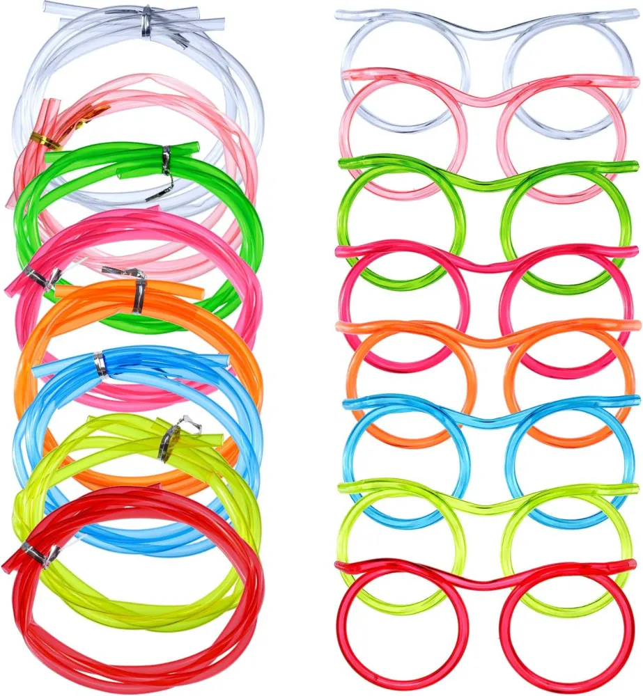 Silly Straw Glasses, Set of 8