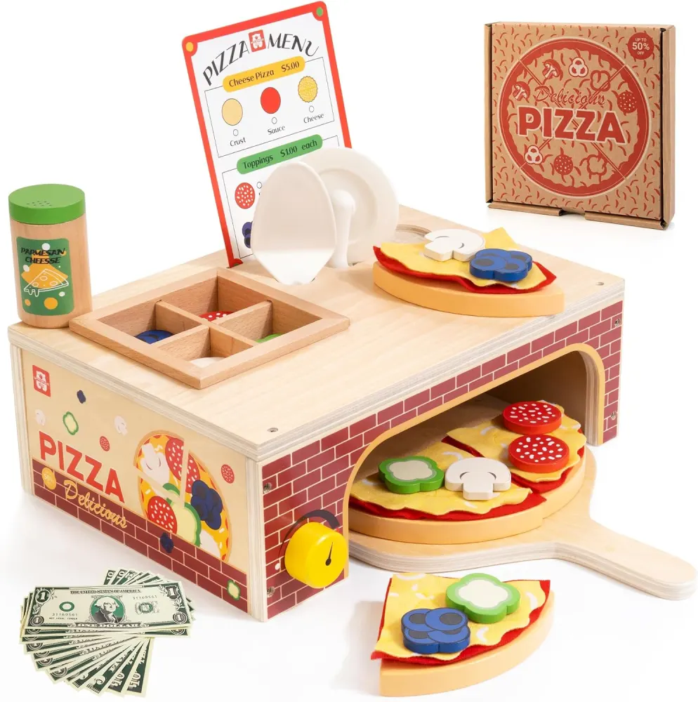 Wooden Pizza Toy with Bake Oven