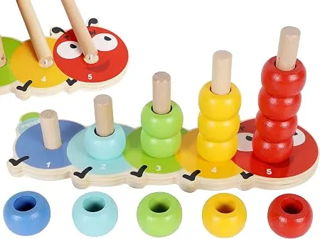 TOWO Wooden Caterpillar Stacking Rings