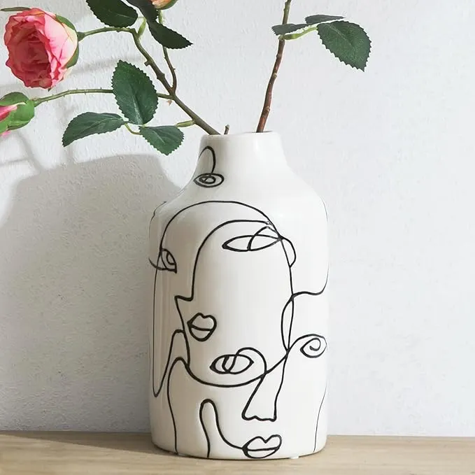 Kimdio Ceramic Vase, Abstract Irregular Design Flower Vase