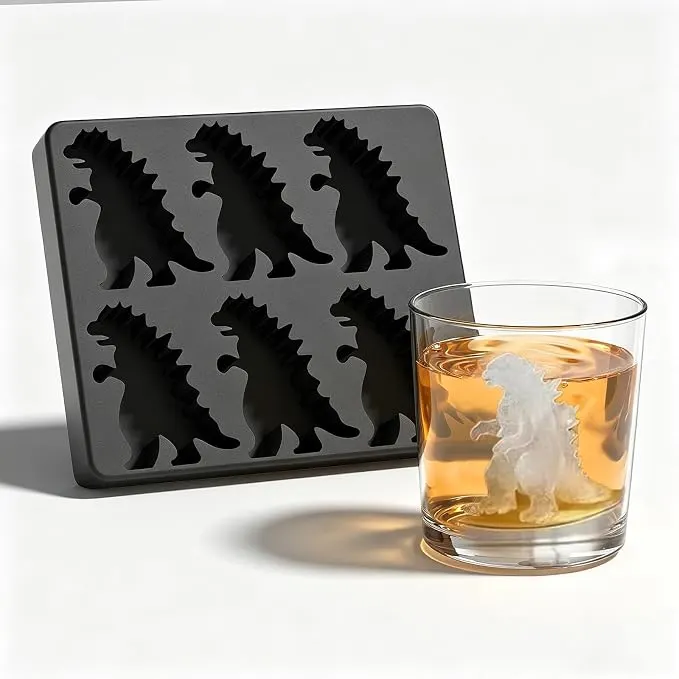 Dinosaur Ice Cube Tray with Lid, 3D Silicone Ice Mold