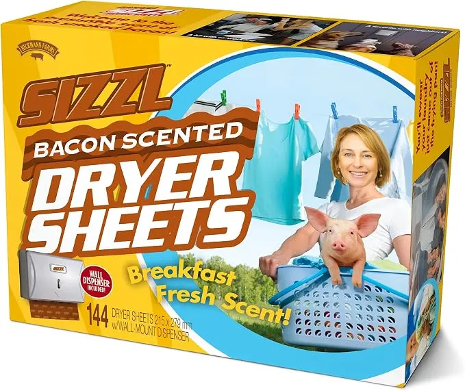 Prank-O Sizzl Bacon-Scented Dryer Sheets Prank Gift Box