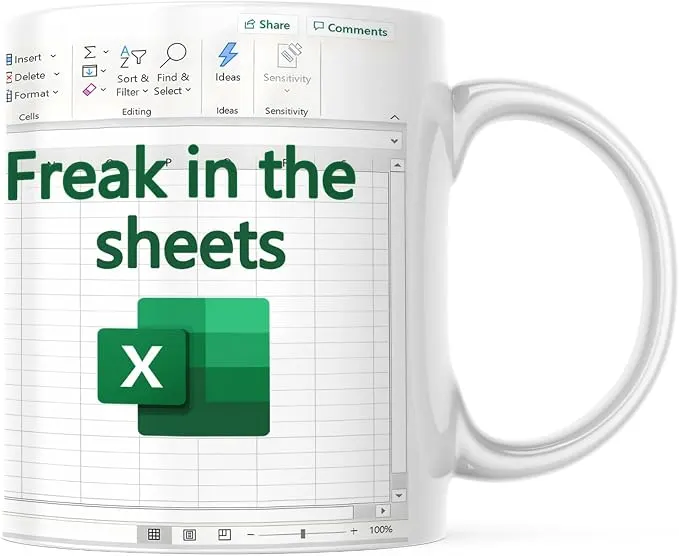 Aigori Funny Coffee Mug, Freak In The Sheets (Spreadsheet)