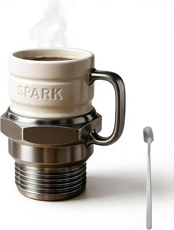 Spark Plug Novelty Mug, 15oz Ceramic Auto-Themed Coffee Cup