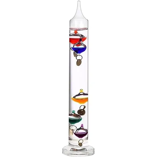 Lily's Home 11 Inch Glass Galileo Thermometer with 5 Multi Colored Balls