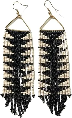 INK + ALLOY Emilie Seed Bead Long Fringe Statement Earrings