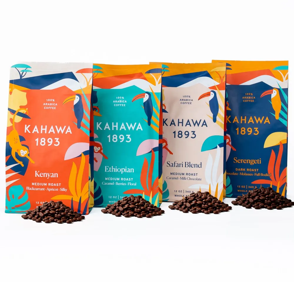 Kahawa 1893 Coffee Bundle, Kenyan, Ethiopian, Safari & Serengeti (12oz x 4)