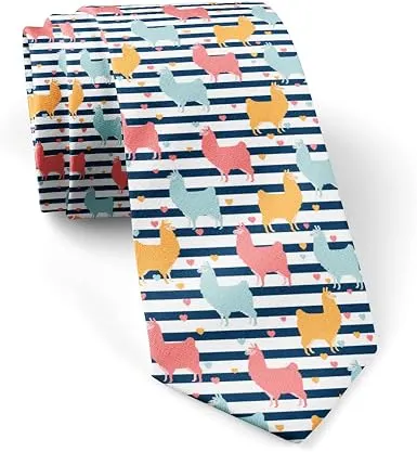KAWAMOUSE Llama Design Novelty Necktie