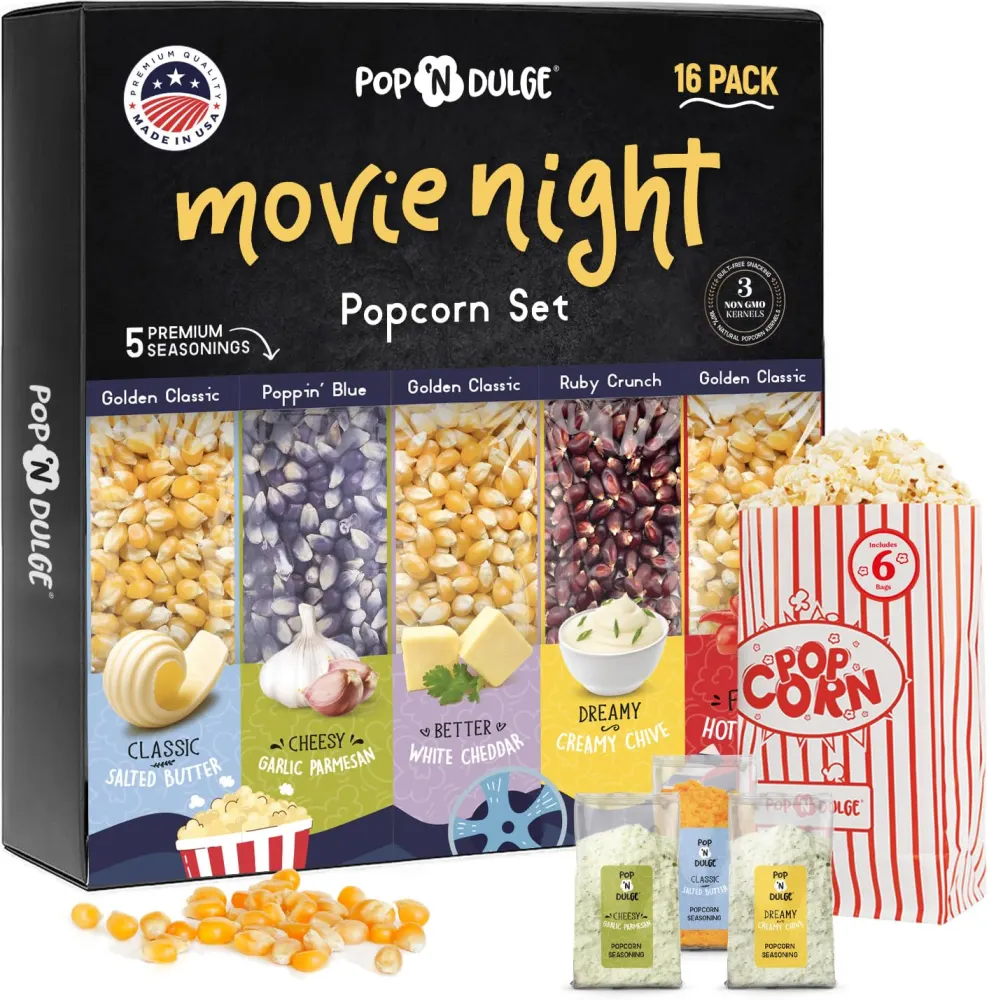 Pop n' Dulge Popcorn Movie Night Gift Set, 16 pcs