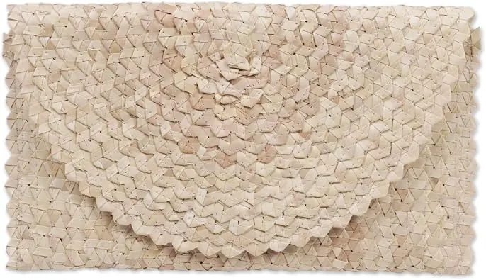 NOVICA Artisan Handmade Palm Leaf Clutch, 'Trance in Ivory'