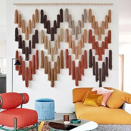 IOWER Boho Macrame Wall Hanging, Wave Tassel