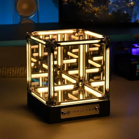 INFICUBE Infinity Mirror Cube Lamp with Display Case