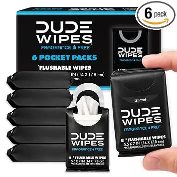 DUDE Wipes Unscented Pocket Packs, 48 Count