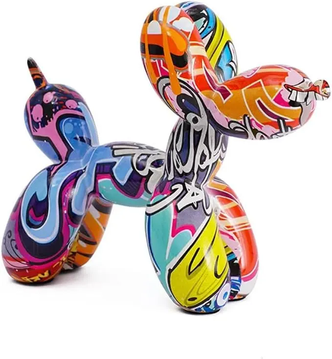 Resin Balloon Dog Sculpture (Graffiti)